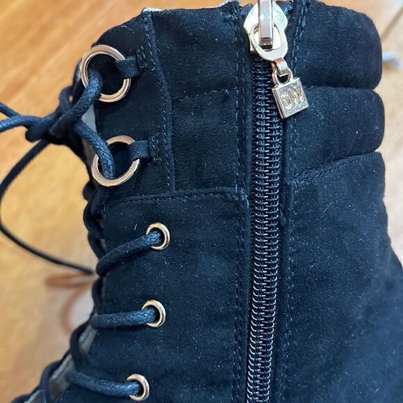 Stuart Weitzman Black faux Suede Combat Boots - Luge Lexy size 3 - Picture 9 of 9